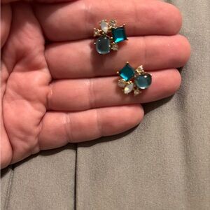 Chic Teal and Gold Women's Earrings